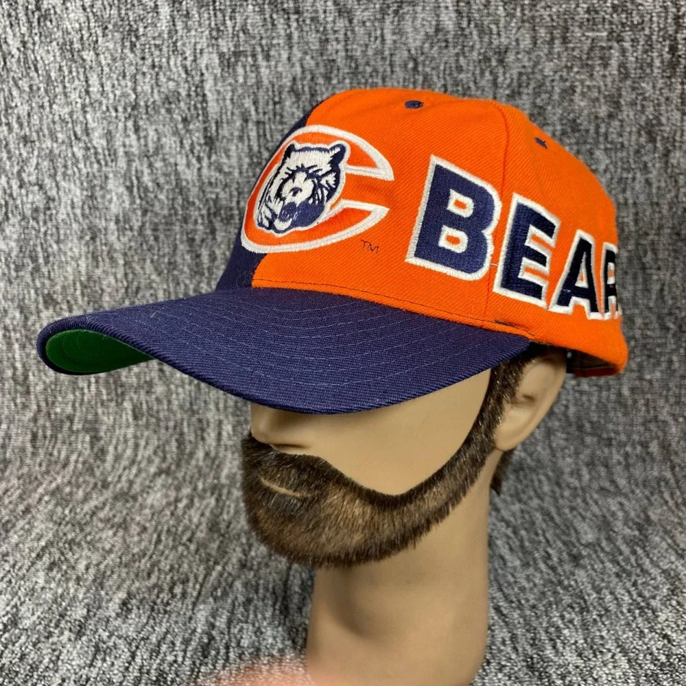 VTG 90s Chicago Bears American Needle CCM Split Color Snapback Hat Green Brim